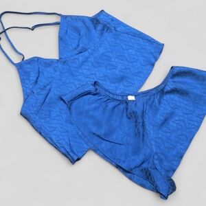 Victoria's Secret Blue Patterned Satin Set